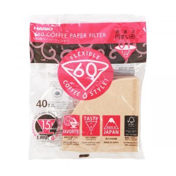 Воронка пластиковая с фильтрами 40 шт HARIO VD-01T-15CP, прозрачная